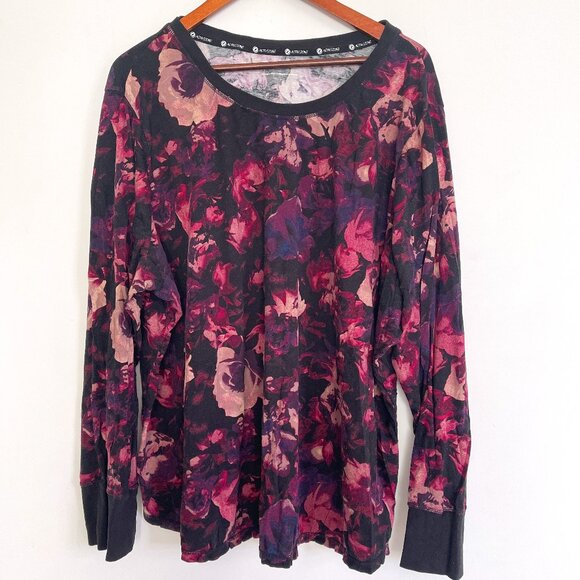 Penningtons Active Zone Women Floral Multicolor Long Sleeve Pullover Top Size 4X - Picture 1 of 4
